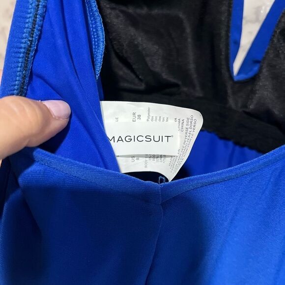 Magicsuit Theresa Blue One Piece Swim Romper Size 8 - Picture 9 of 11